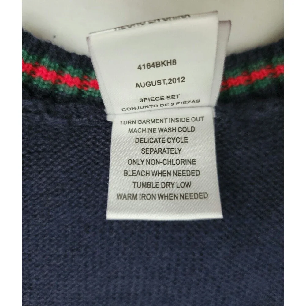 Good Lad of Philadelphia Toddler Ramie Cotton Knit Vest 24M Navy Christmas Train - Picture 8 of 9